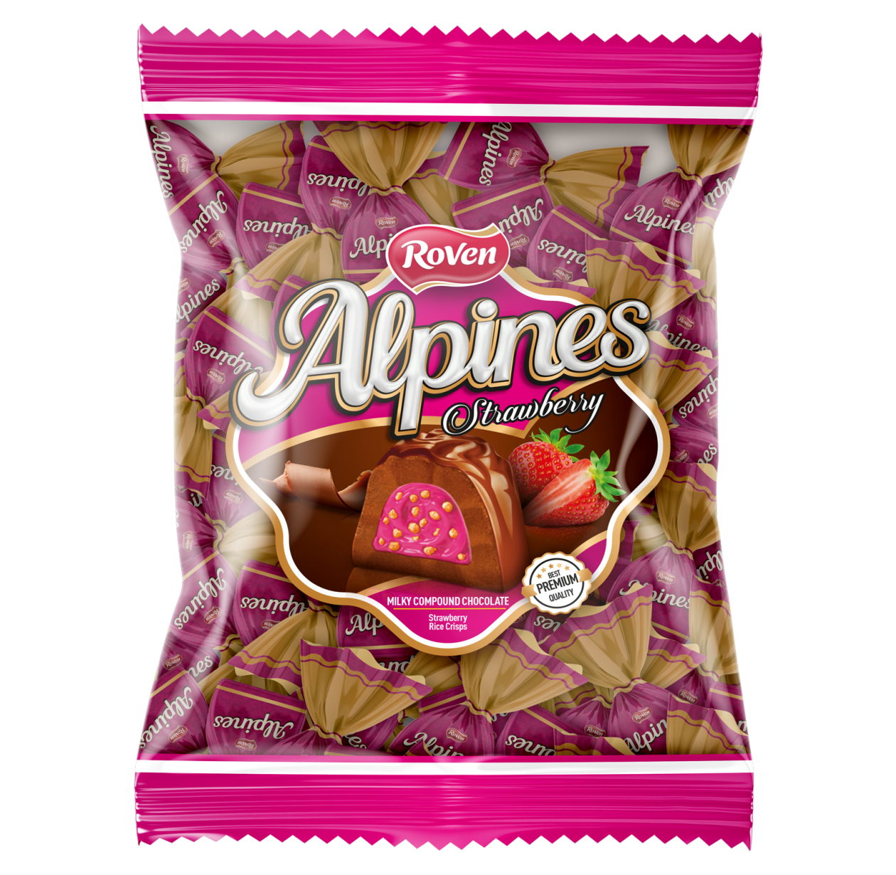 ÇİLEK AROMALI KREMA DOLGULU PİRİNÇ PATLAKLI SÜTLÜ ÇİKOLATA